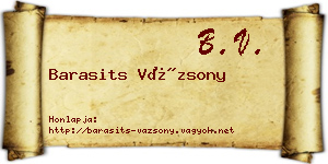 Barasits Vázsony névjegykártya